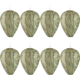 DECYOOL 8 Pack Paper Wasp Nest Decoy Hanging Wasp Deterrent for Wasps Hornets Yellow Jackets (Green)