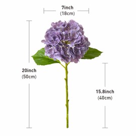 IPLNTS 4pcs Real Touch Hydrangea Artificial Flowers Faux Hydrangea Flowers Fake Hydrangeas Realistic with Stems for Vase Indoor Family Living Room Wedding Party Office Table Decoration (Dark Purple)