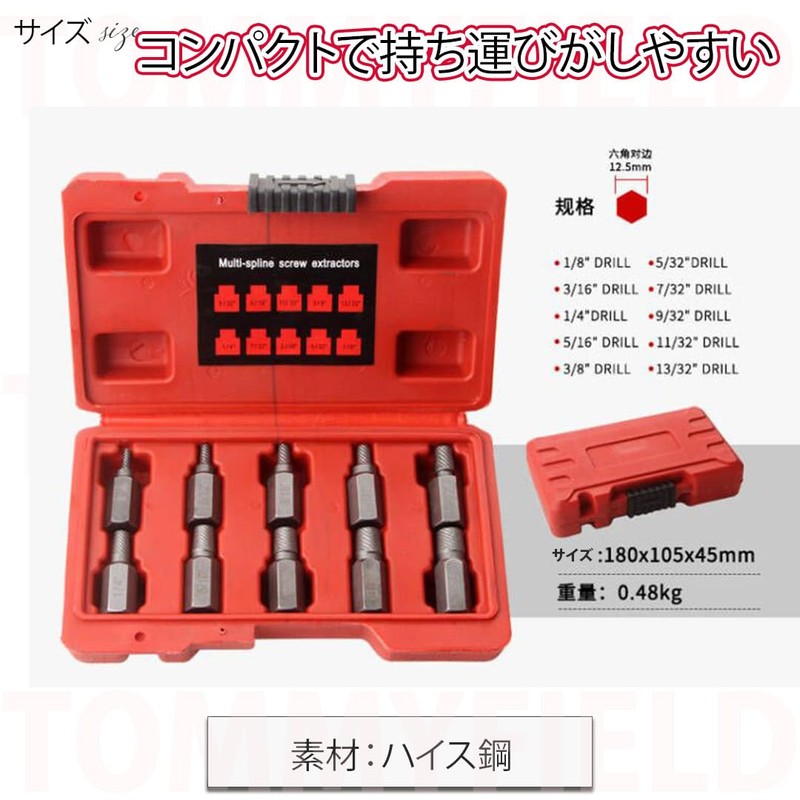 TOMMYFIELD Broken Bolt Extractor Head Screw Extractor, Screw Thread Repair,