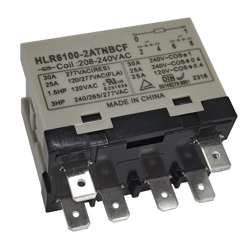 HLR6100-2ATNBCF 208-240VAC Compressor Relay – 30A 277VAC 6-Pin DPST-NO Electrical