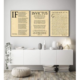Wallbuddy If Poem Invictus Poem and Desiderata Inspirational Poems Set of 3 (8.3 x 11.7 (A4), Parchment)
