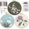 Aucuu 3 Flower Pattern Sets, Hand Embroidery Kit, Embroidery Starter