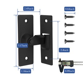 90 Degree Right Angle Stainless Steel Sliding Door Lock -3.17 Inch Barn Door Lock for Wooden Doors & Glass Doors (Black)