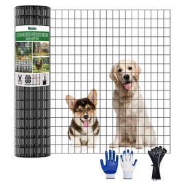 Moyios Welded Wire Mesh, 24 in * 50 ft Black PVC Coated Garden Fence, 2 in * 3 in 15GA, Dog Fence, Vegetable Garden Wire Mesh Roll. Welded Wire Fencing for Garden Borders, Poultry Netting
