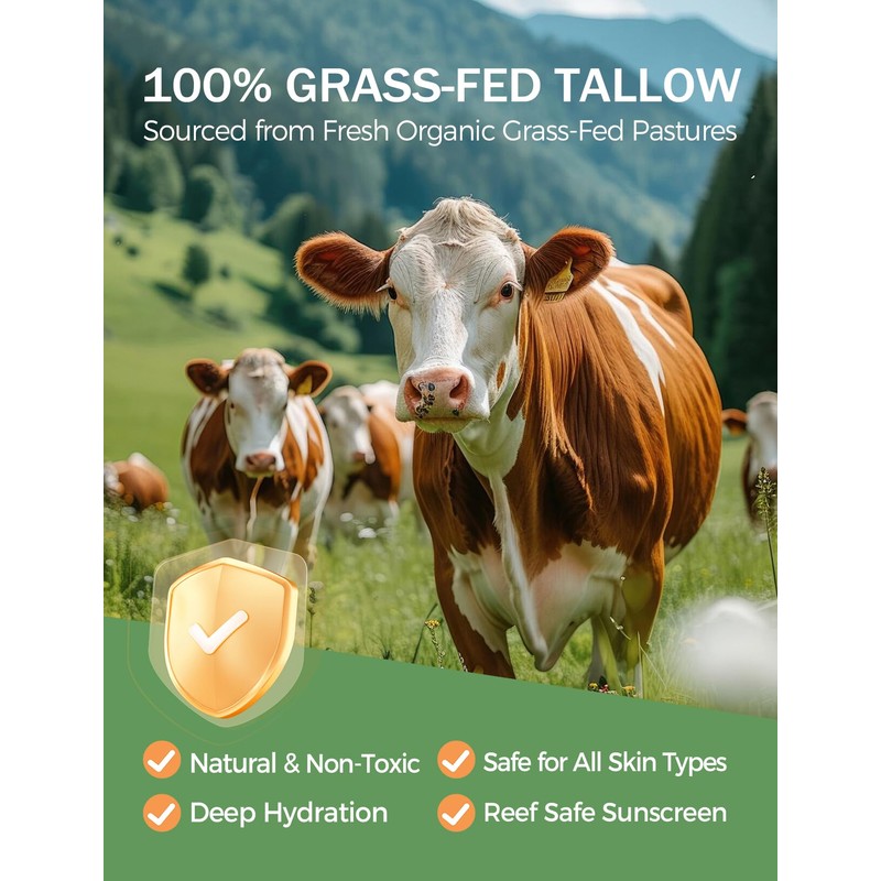 Beef Tallow Sunscreen SPF 50 - Non-Toxic Natural Mineral Sunscreen