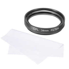 MECCANIXITY 34mm Circular Polarizer Filter, Double Sided Multi-Layer Coatings Polarizing Filter with Cleaning Cloth for Camera Lens
