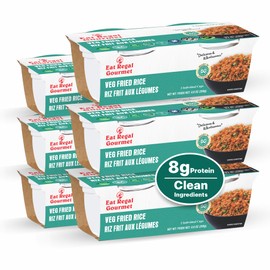 Eat Regal Ready to Eat Veg Fried Rice Cups, 8g Protein per Sleeve, 1.5 Minutes Microwave Rice Cups, Clean Ingredients, Zero Cholesterol, BPA-Free Cups, Pack of 6 Sleeves (12 Cups), 8.8 oz per Sleeve