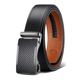 Zitahli Mens Belt Leather - Ratchet Belt for Men Dress Pant Shirt Oxfords,Micro Adjustable Black Brown Belt,Trim To Fit 38"-44"