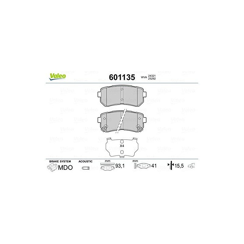 VALEO 601135 Brake Pad Set Disc Parking Brake Pad Set