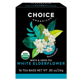 Choice Organic Teas White Elderflower Tea - Organic White & Green Tea - 16 Tea Bags (Pack of 1)