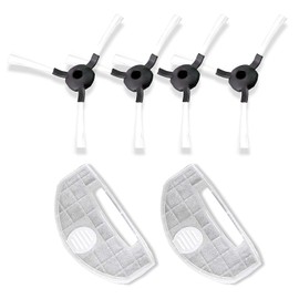 PURE CLEAN PUCRC25 and PUCRC26B Replacement Parts - (4) Rotating Side Brushes (2) Dustbin Filters - Robot Vacuum Cleaner Replacement Parts and Accessory Kit