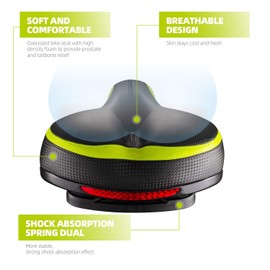 Roguoo Bike Seat, Most Comfortable Bicycle Seat Dual Shock Absorbing Memory Foam Waterproof Bicycle Saddle Bike Seat Replacement with Refective Tape for Mountain Bikes, Road Bikes