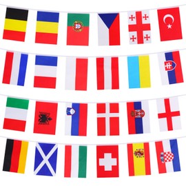 2024 Flags Bunting Suited for Euro Football Championship, Double Sides 24 Nations Flags European Bunting, Euro Football Bunting for Garden Street Party Bar (14 * 21cm)