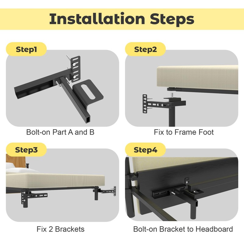 Headboard Brackets for Metal Bed Frame, Universal Adjustable Brackets for