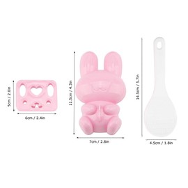 Restokki Rice Shaper, Rice Mould, PP Cartoon Rabbit Model, Rice Ball Shapes, Small, Cartoon Pattern, DIY for Home Party Cartoon Bento Lunch Making, 3 Pieces (Pink)
