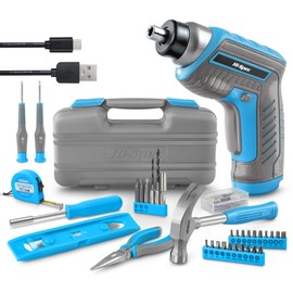Hi-Spec 35pc Blue Tool Kit with 3.6V USB Electric Screwdriver and Drill set. Complete General Tool Set