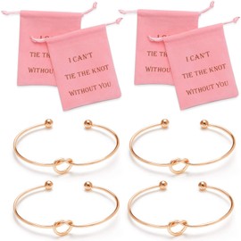 CHICNOW Bridesmaid Gifts for Wedding Party Proposal Maid of Honor Rose Gold Tie the Knot Bracelet (Rose Gold Set of 4)