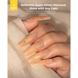 BURANO Holographic Gel Polish, Reflective Glitter Gel Polish 7.3ml UV LED Pink Glitter Gel Nail Polish for Home DIY, Diamond Gel Nail Polish Curing Required (YH30)