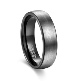 Greenpod 6mm Tungsten Wedding Rings Band for Men Women Silver/Black Two Tone Engagement Rings Comfort Fit Size 6-13, 8, Tungsten