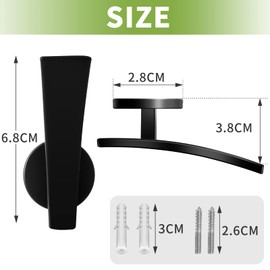 Curtain Holdbacks, 4Pack Black Metal Curtain Tie Backs Hooks Decorative Wall Mounted Curtain Hold Back Tiebacks Modern Drapery Arm Holdbacks Tassel Holder