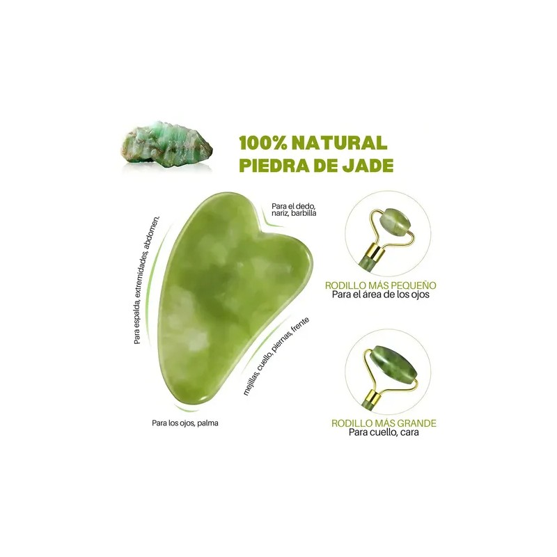 Kit Rodillo Y Piedra Gua Sha Masajeadora Anti-arrugas Kit 2