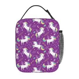 Purple Unicorn Reusable Lunch Bag Lunch Box Kids,Kids Lunch Box For Girls Boys,Insulated Lunch Bag For Kids,Easy-To-Clean Bento Box Bento Bag,Spacious Lunchbox For School/Work/Picnic