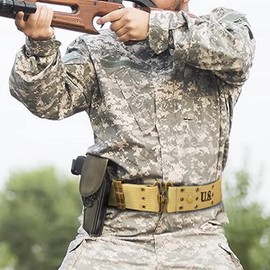 SMONT WW2 Gear Battle Belt Tactical MOLLE Duty Belt WWII M1936 Webbing Smooth Canvas Combat Pistol Belt for Hunting Fishing, Shooting, Camping, Hiking Law Enforcement Duty Belts Up To 58 Inches L