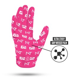 Nxtrnd G2 Pro Football Gloves, Men's Ultra Sticky Elite Receiver Gloves (Pink, X-Large)