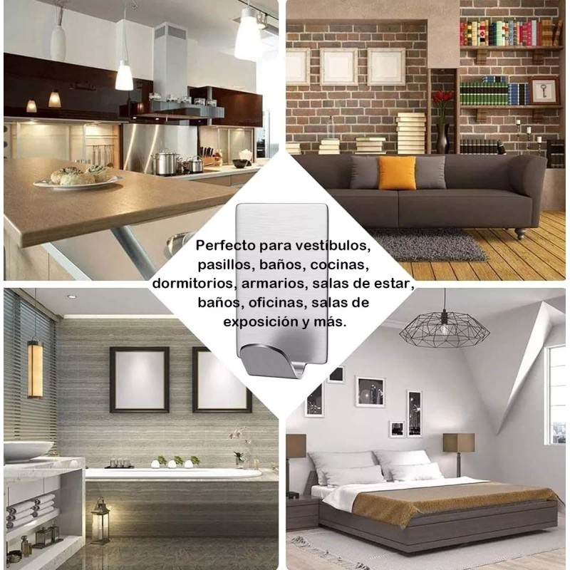Generic 50 Ganchos Adhesivos De Acero Inoxidable Para Baño O