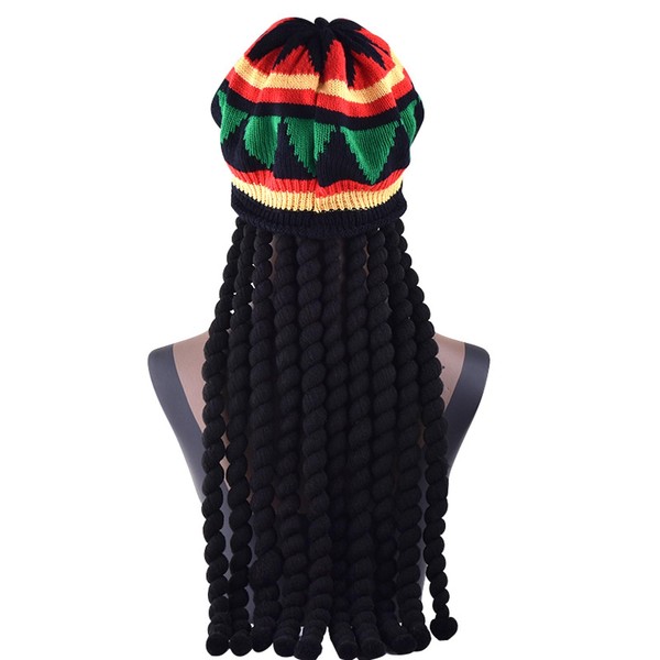 ZARSIO Rasta Hat with Black Dreadlocks Wig Rasta Wig with