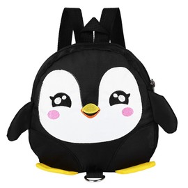 Baby Safety Backpack, Cute Cartoon Penguin Baby Safety Harness Backpack, Toddler Anti-Lost Bag Children Schoolbag with a Detachable Harness(Black)