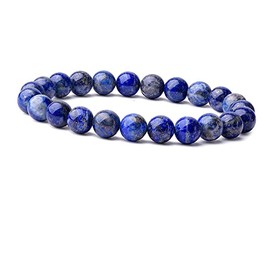 Handmade Womens Mens 8mm Edelstein Perlen Armband Elasticate | Kristall Heilung Edelstein Perlen Armband für Frauen und Mädchen (Lapislazuli)