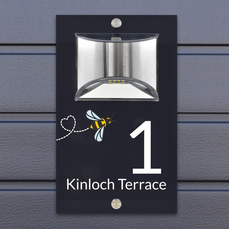 Custom Signs Solar Illuminated Modern Anthracite House Number Sign 24cm