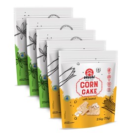 OKOSHI - Kit 5 Low Carb Toasts 3 Tapioca + 2 Corn - Japanese Snacks, Healthy Snacks for Dieting - Vegan, Kosher, Non-GMO - Coconut - 5 x 2.64oz