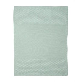 Mamas & Papas Small Knitted Blanket, Seedling Blue/Green