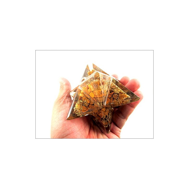 Jet International Yellow Jade Orgone Merkaba 4" Free Booklet Crystal
