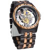 Dentily Men's Hollow Analog Wooden Watch Retro Gear Carving Design