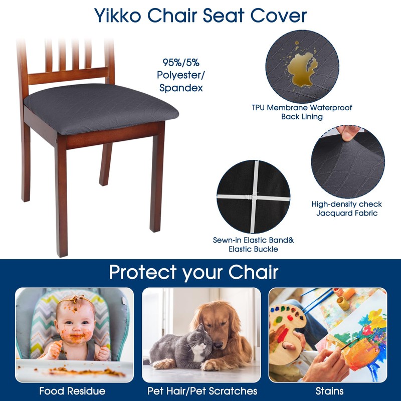 Yikko Chair Seat Covers, High-Density Check Jacquard Ekedalen Seat Covers