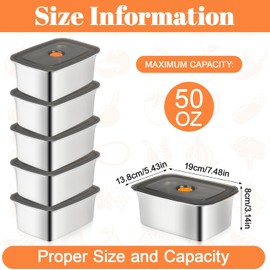 KisSealed 10 Pack Stainless Steel Food Storage Containers with Lids
