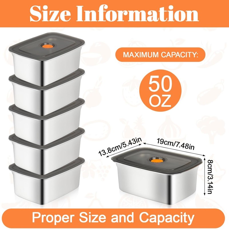 KisSealed 10 Pack Stainless Steel Food Storage Containers with Lids
