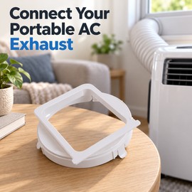 Portable Air Conditioner Exhaust Hose Adapter – White Square-to-Round Connector for Matching AC Outlets