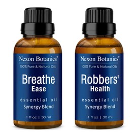 Nexon Botanics Nexon Botanics Breathe Ease and Robbers' Health Essential Oil Blends - Soothes Nasal Congestion, Seasonal Cough, and Stuffiness - Supports Immunity - Perfect for Aromatherapy