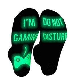 Gaming Sock, Do Not Disturb I'm Gaming,Gaming Socks for Teen Boys Gamer with Glowing, Novelty Socks for Men Dad Father Women (Black-luminous-short)