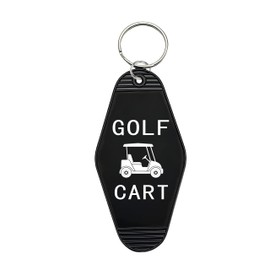 1 Pack Golf Cart Keychain, Key Tag Mark for Golf Cart, Vintage Gift Motel Keychain for Woman Man Golf Lovers to Mark Your key (1 Black)