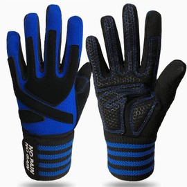FINGER TEN Weight Lifting Gloves Gym with Wrist Support for Men Women Full Palm Protection Grip, Work Out Gloves fit Pull Ups Sport Training Fitness (Blue, XL)