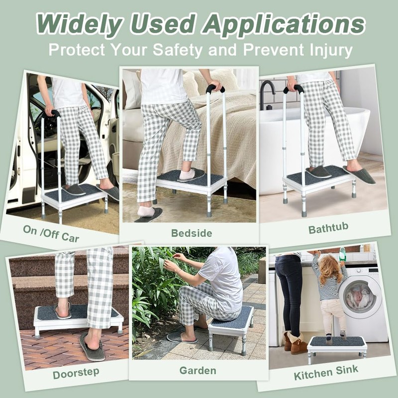Medical Step Stool with Handle Elderly Adults Bed Steps for