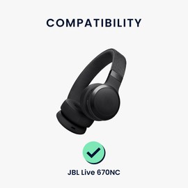 kwmobile Ear Pads Compatible with JBL Live 670NC Earpads - 2x Replacement for Headphones - Black