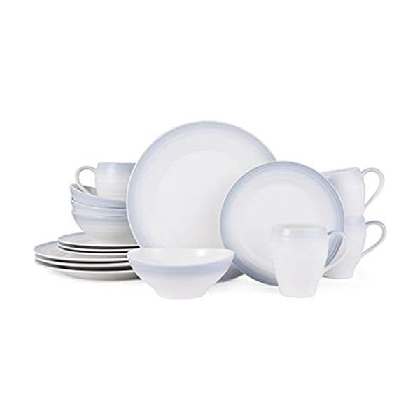 Mikasa Swirl Ombre Grey 16 Piece Dinnerware Set, Service for
