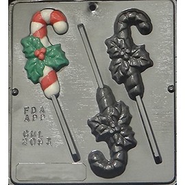 Candy Cane with Bow Lollipop Chocolate Candy Mold Christmas 2093
