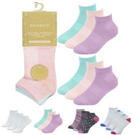 OnlyBee 6 Pairs of Ladies BAMBOO Trainer Ankle Socks (Pastel Shades)
